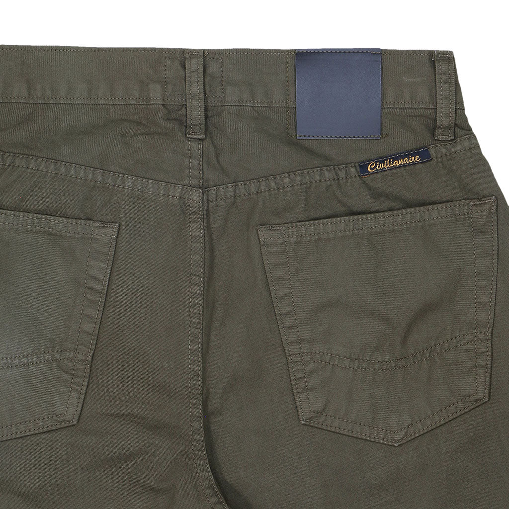 5-Pocket Slim Fit Twill Pants - Olive Khaki