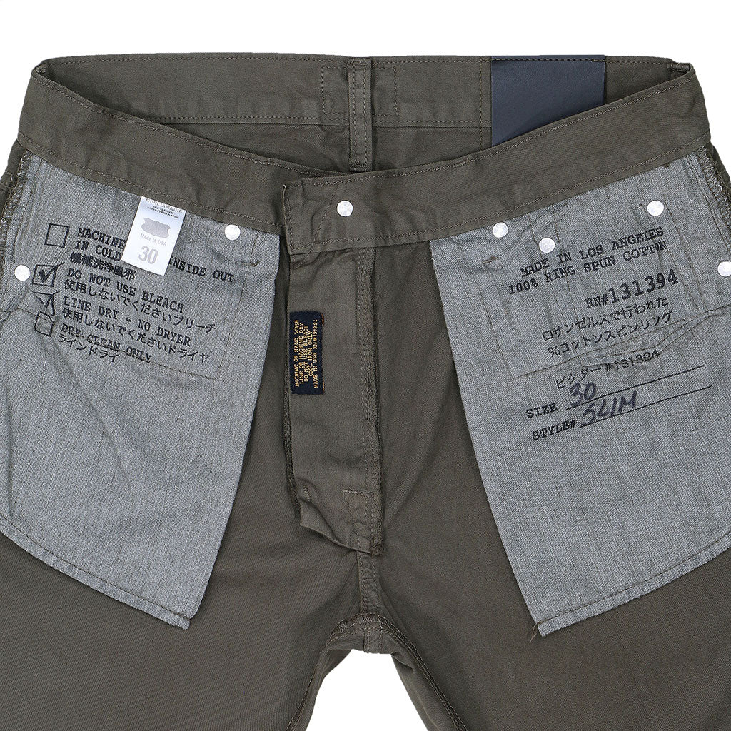 5-Pocket Slim Fit Twill Pants - Olive Khaki