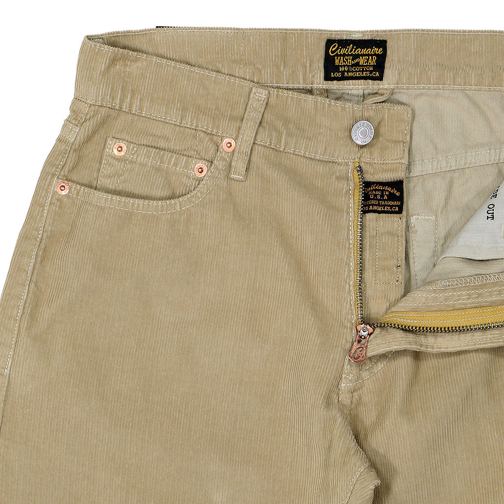 5-Pocket Slim Fit Corduroy Pants - Stone Age