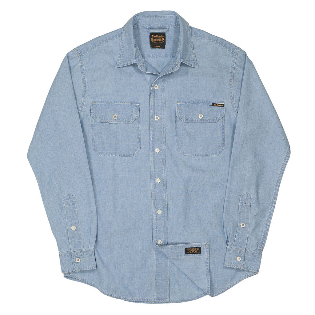 JAPANESE Chambray Long Sleeve 2 Pocket Notch Flap Shirt - Lt
