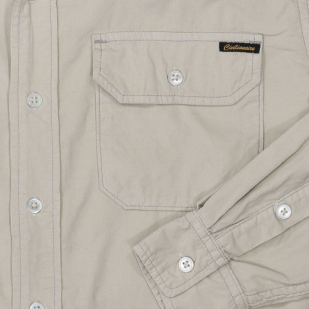 Long Sleeve Notch Flap Shirt 28-Wale Light Weight Corduroy - Ash
