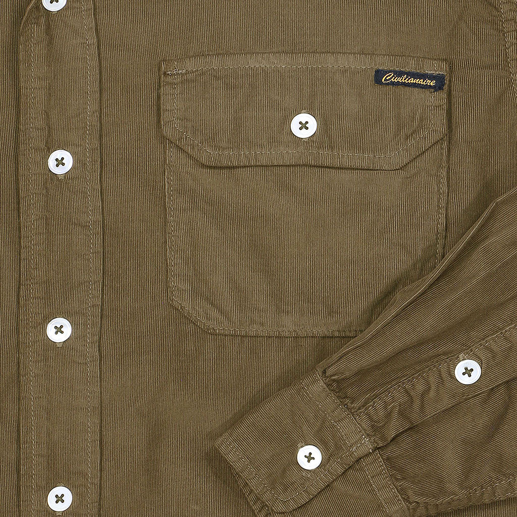 Long Sleeve Notch Flap Shirt 28-Wale Light Weight Corduroy - Biskra