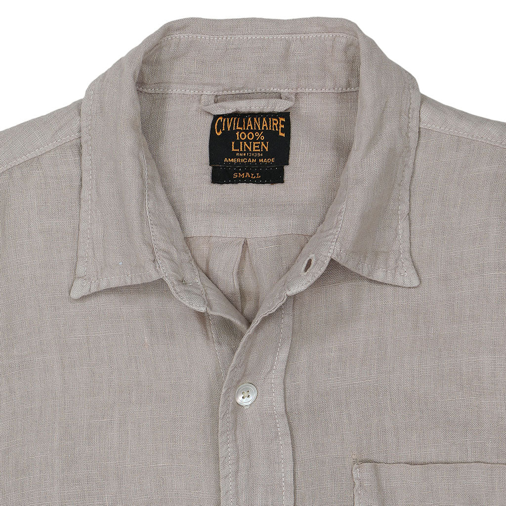 Long Sleeve 1 Pocket Shirt Linen - Stone