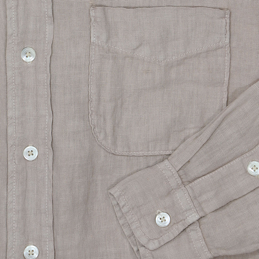 Long Sleeve 1 Pocket Shirt Linen - Stone
