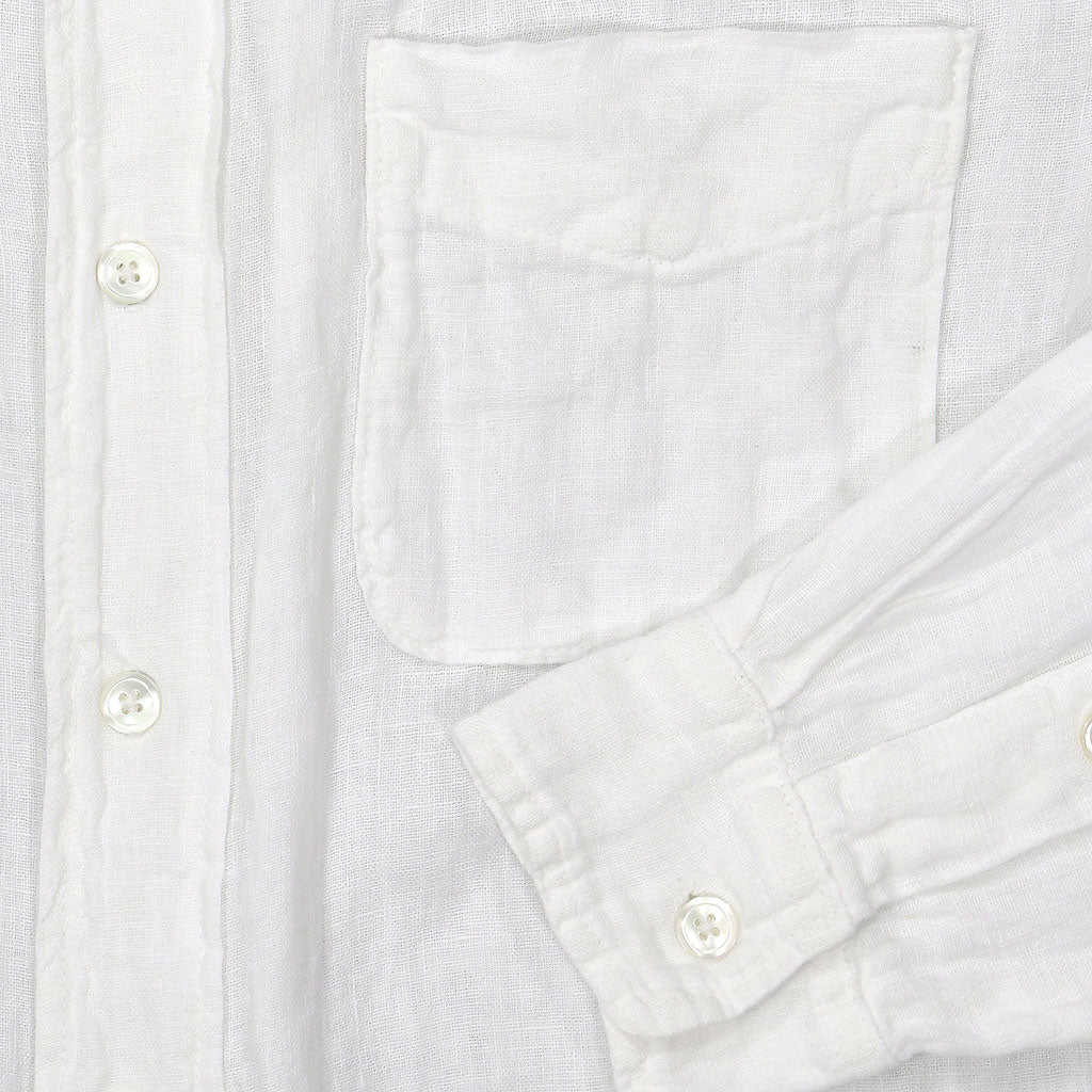 Long Sleeve 1 Pocket Shirt Linen - White