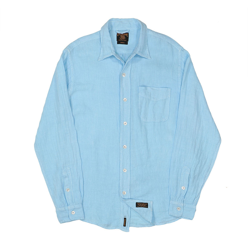 Long Sleeve 1 Pocket Shirt Linen - Bright Blue