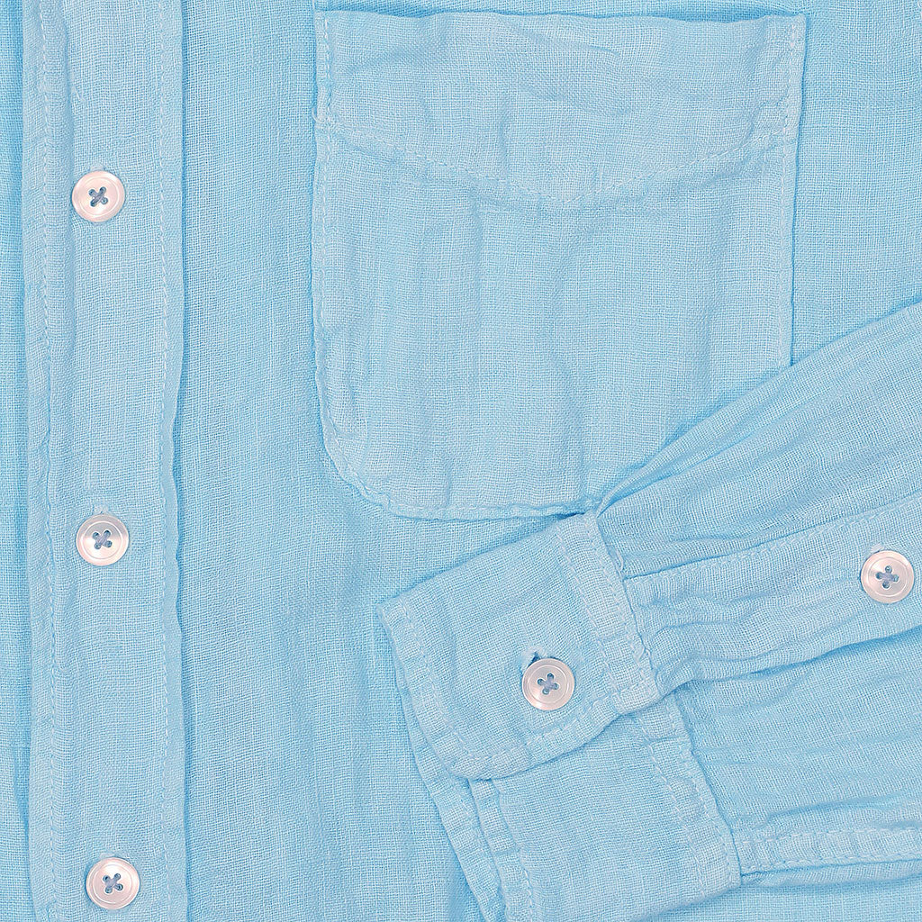 Long Sleeve 1 Pocket Shirt Linen - Bright Blue