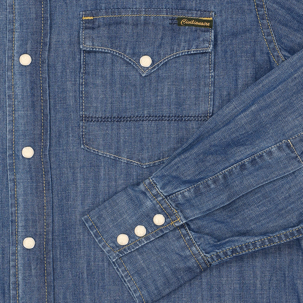 Long Sleeve 2-Pocket Western Shirt 6.5 oz. Chambray - Medium Vintage