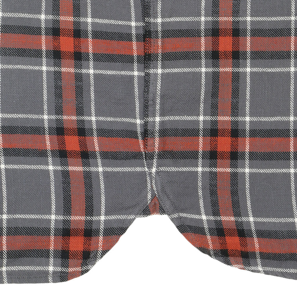 Long Sleeve 2 Notch Flap Pocket Shirt / JAPANESE COTTON Flannel - Gray/Orange