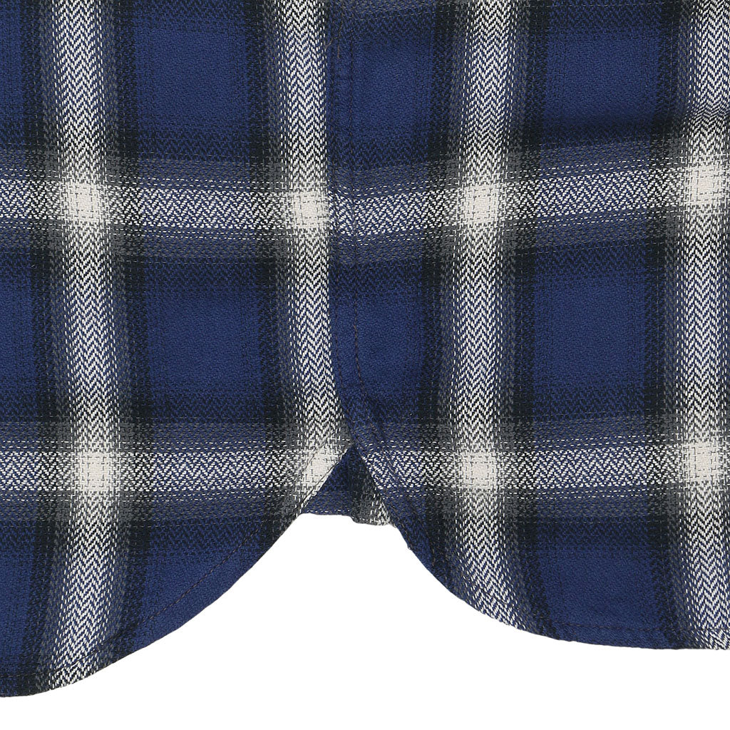 Long Sleeve 2 Notch Flap Pocket Shirt / JAPANESE COTTON Flannel - Blue/Black
