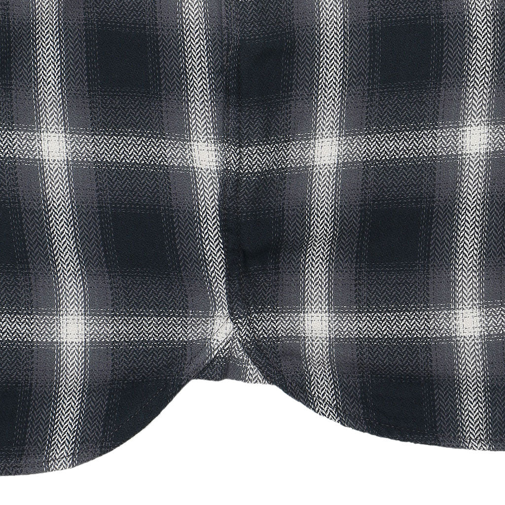 Long Sleeve 2 Notch Flap Pocket Shirt / JAPANESE COTTON Flannel - Gray/Black