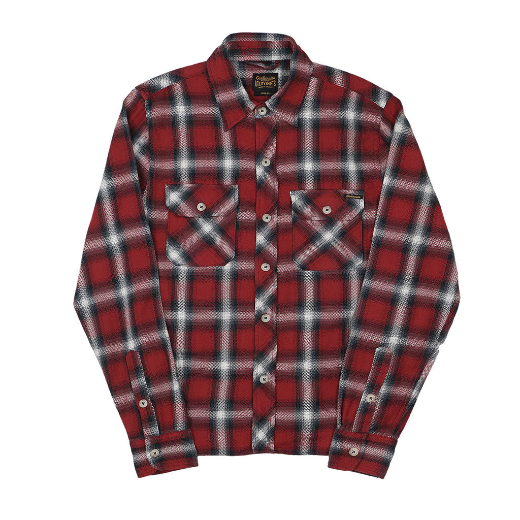 Long Sleeve 2 Notch Flap Pocket Shirt / JAPANESE COTTON Flannel - Red/ Civilianaire Long Sleeve 2 Notch Flap Pocket Shirt / JAPANESE COTTON Flannel - Red/ Civilianaire