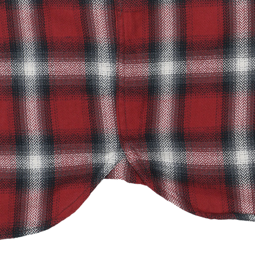Long Sleeve 2 Notch Flap Pocket Shirt / JAPANESE COTTON Flannel - Red/Black