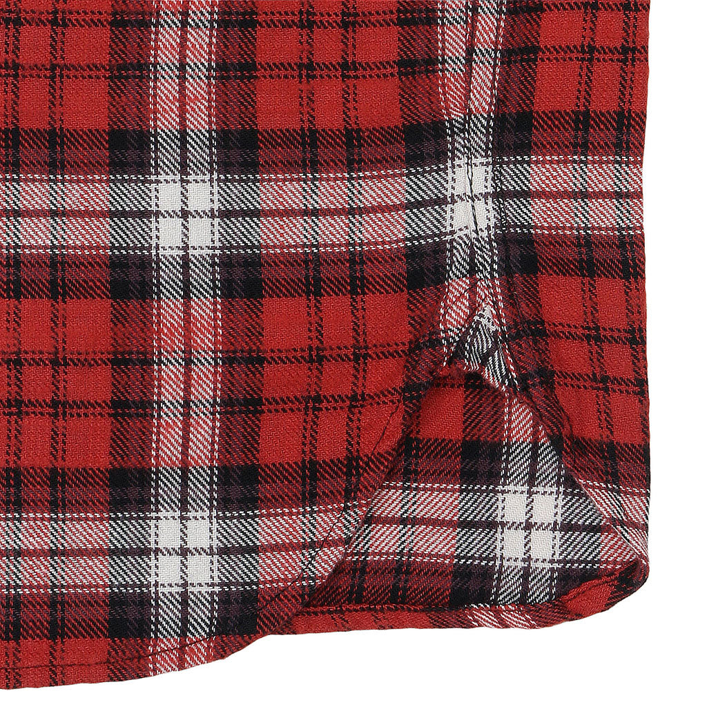 Long Sleeve 2 Notch Flap Pocket Shirt / JAPANESE COTTON Flannel - Red/White