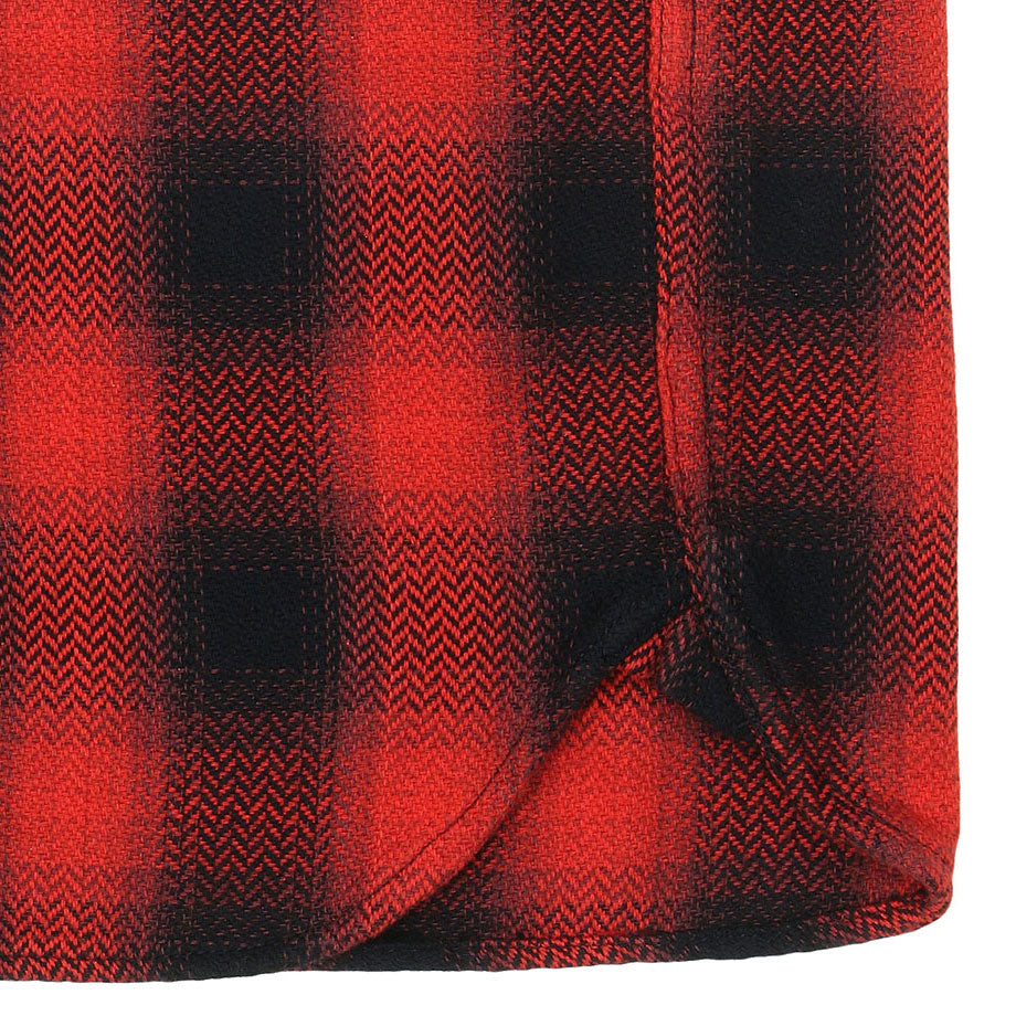 Long Sleeve 2 Notch Flap Pocket Shirt / JAPANESE COTTON Flannel - Red/White