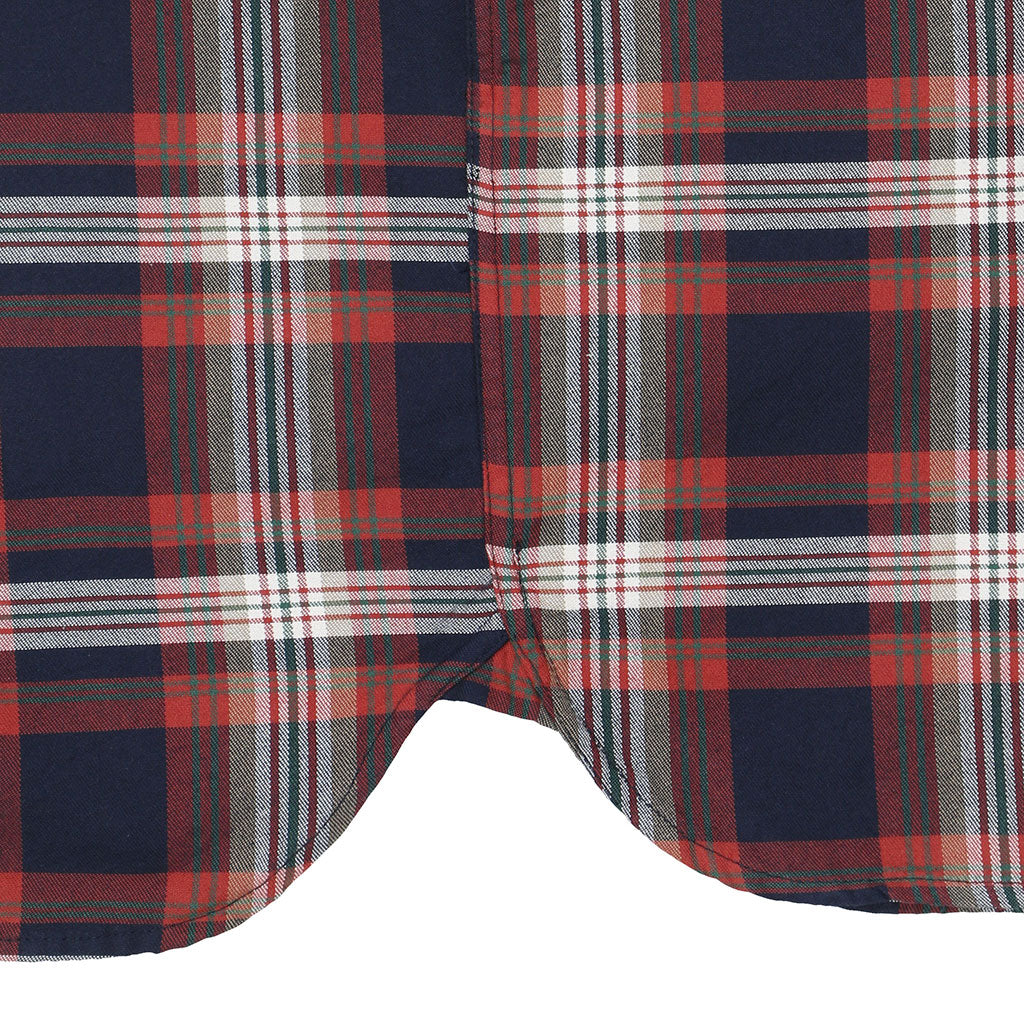 Long Sleeve 2 Notch Flap Pocket Shirt / JAPANESE COTTON Flannel - Blue/Red