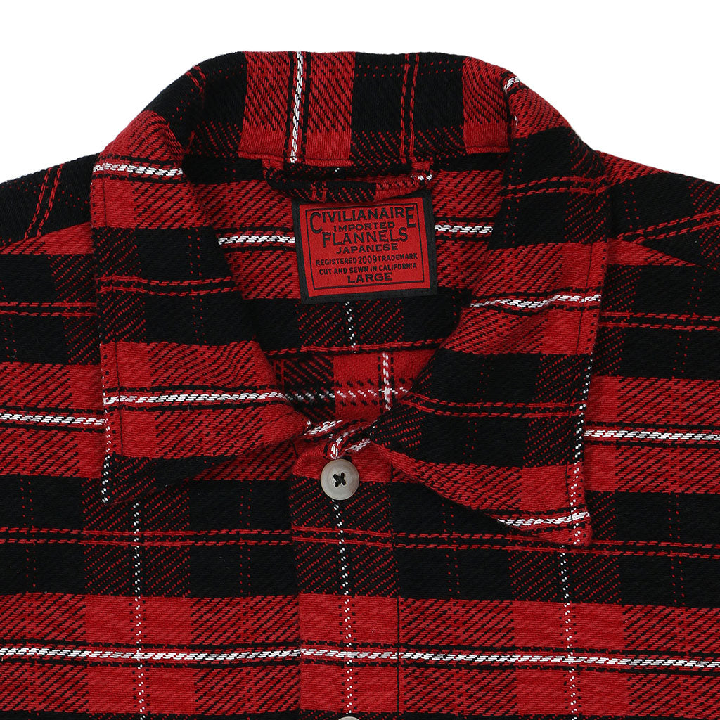 Long Sleeve 2 Pocket Shirt / JAPANESE COTTON Flannel - Red/Black