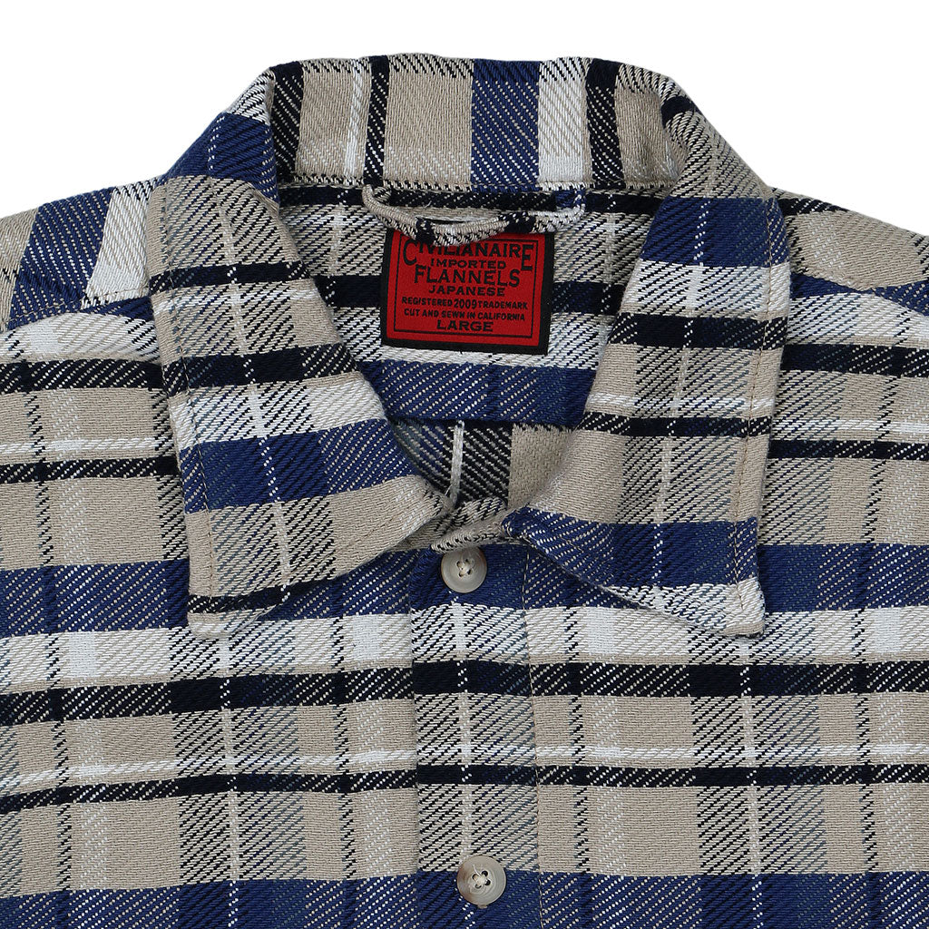 Long Sleeve 2 Pocket Shirt / JAPANESE COTTON Flannel - Tan/Black