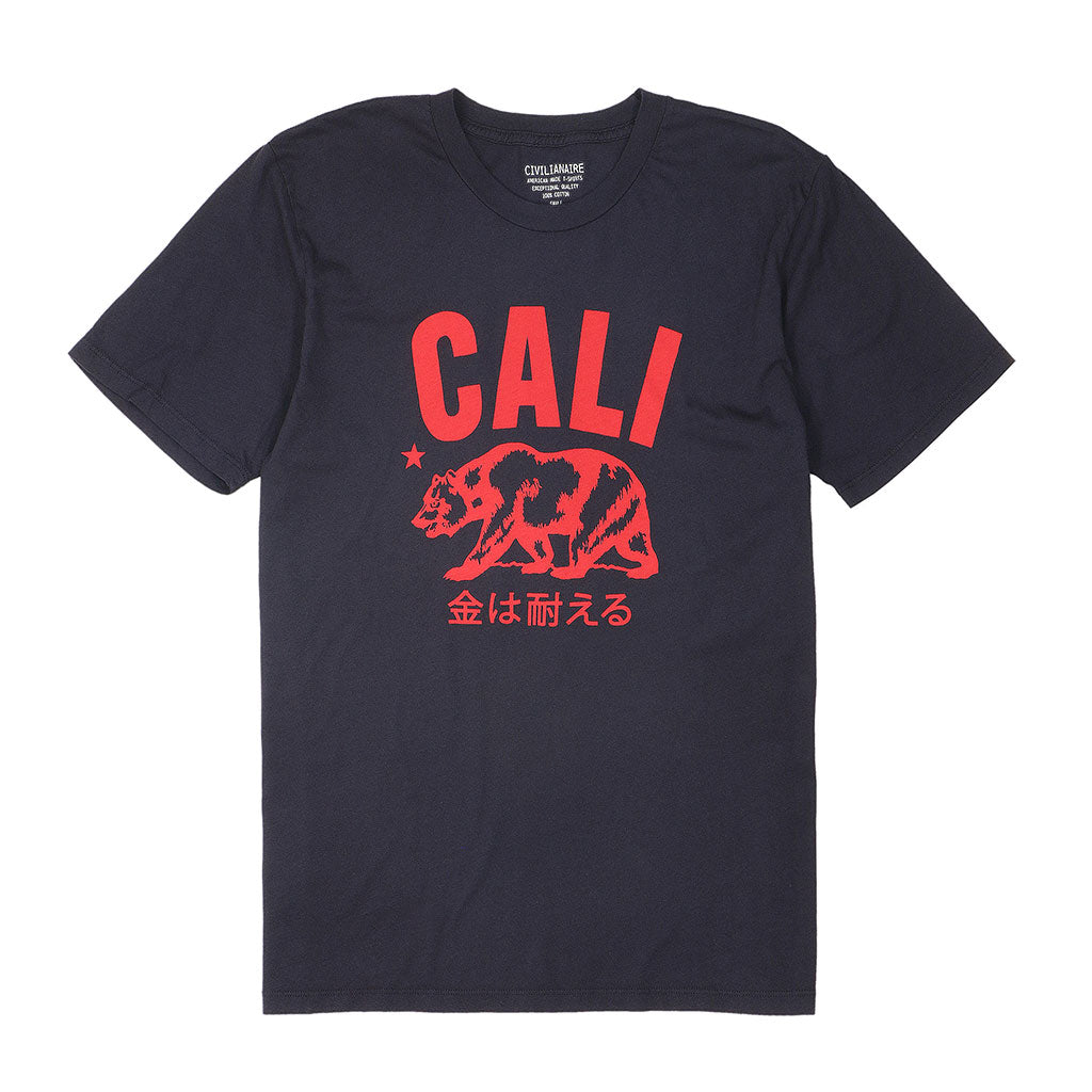 "Don't Mess with Cali" Short Sleeve Men's Crew Neck Tee - Sharp Black/Red