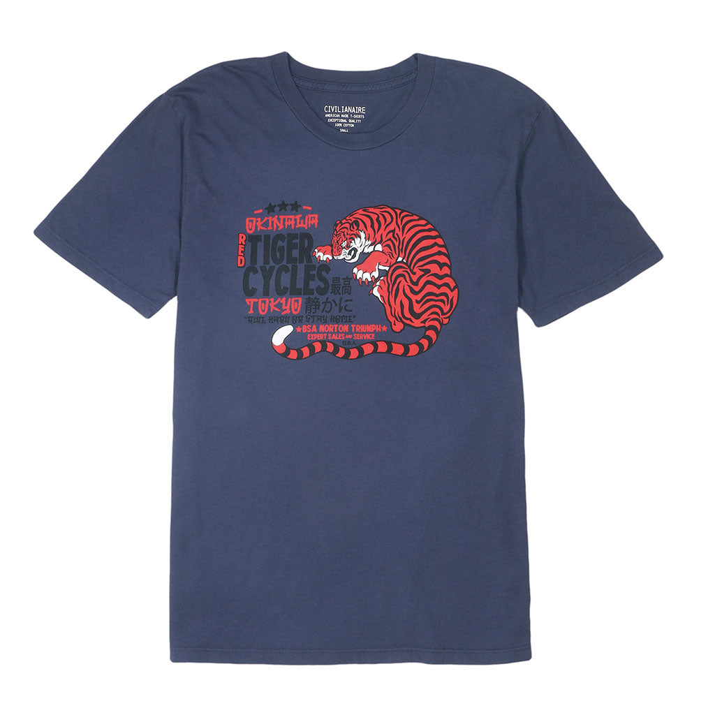 "RED RACING" Short Sleeve Mens Crew Neck Tee - Dark Slate Blue