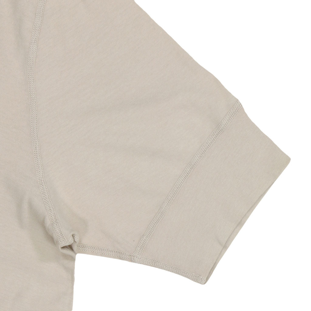 Short Sleeve Banded Henley - 40's Lightweight Cotton - Stone