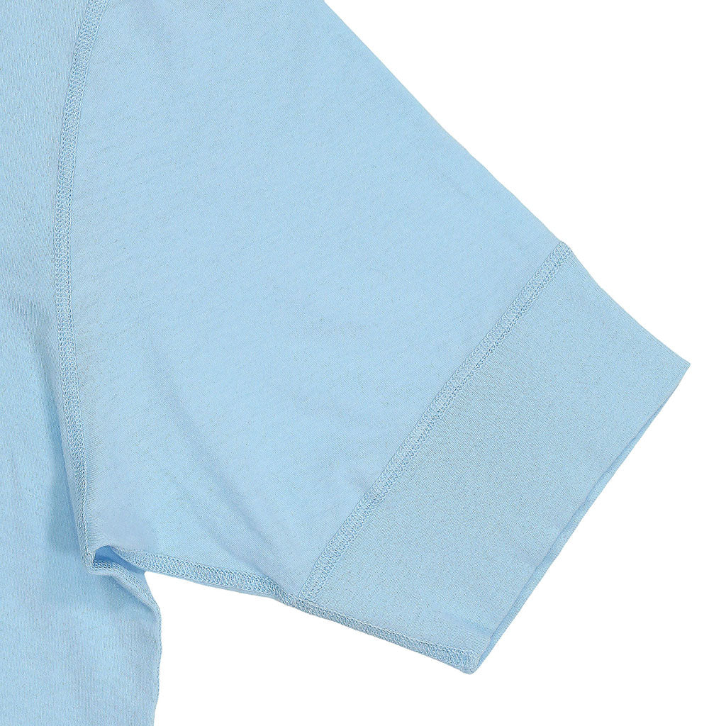 Short Sleeve Banded Henley - 40's Lightweight Cotton - Bright Blue