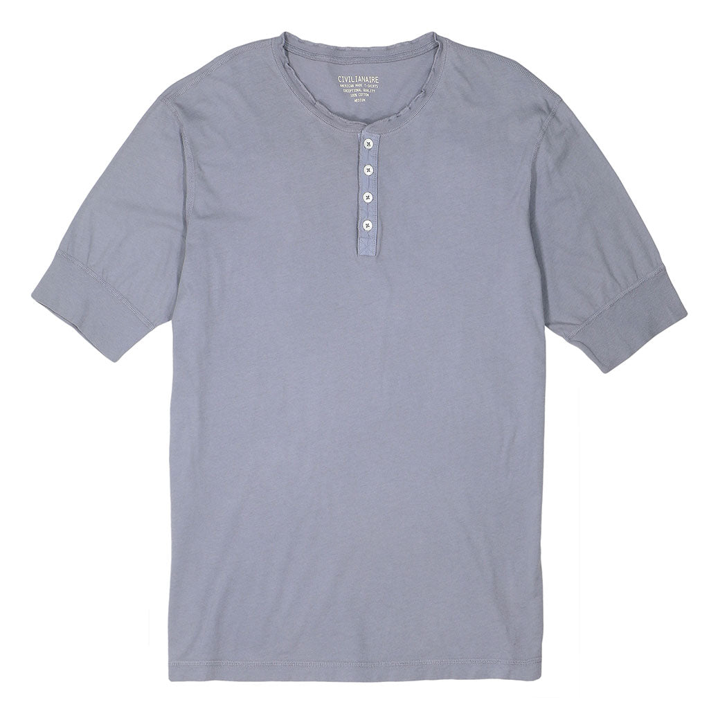 Short Sleeve Banded Henley - 40's Lightweight Cotton - Iron