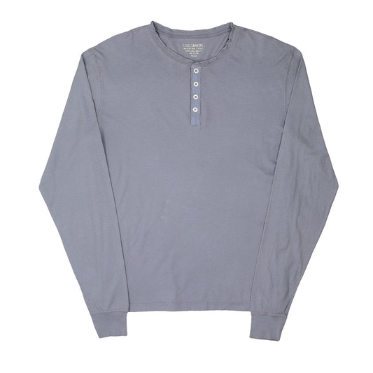 Long Sleeve Cotton Banded Henley - Iron