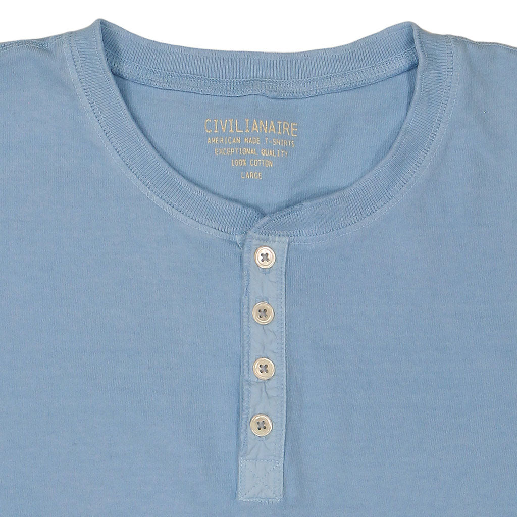 Long Sleeve Heavy Henley - Powder Blue