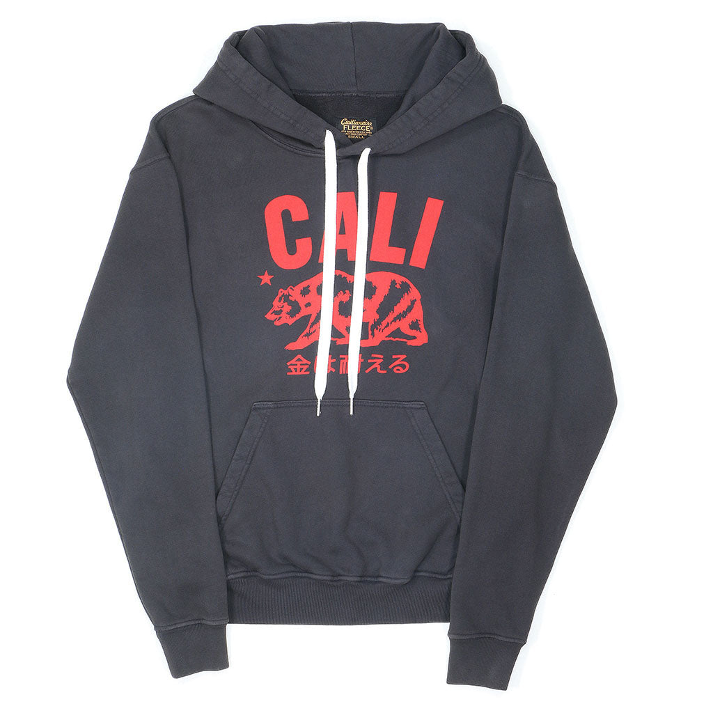 Heavy 17.5oz Fleece - LS Pullover Gianni Hoodie - Cali Bear- Coal Black