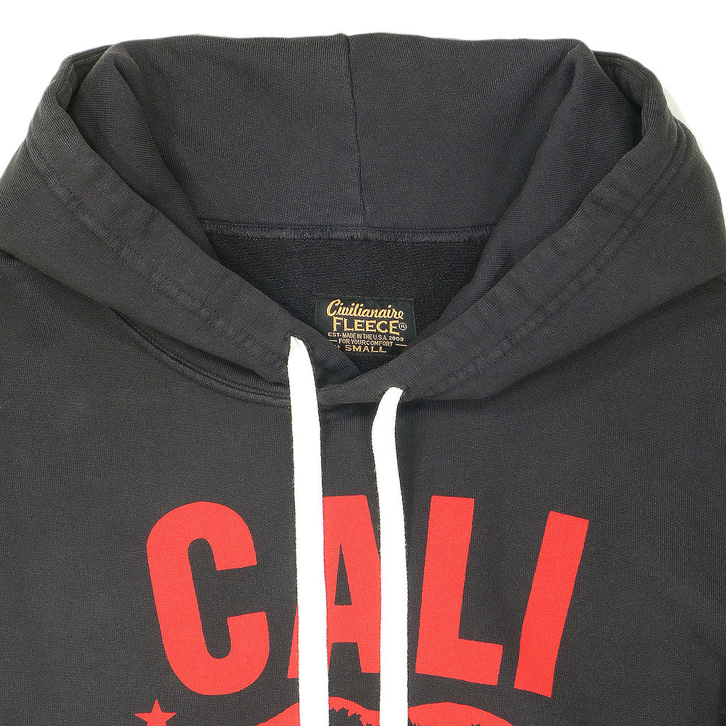 Heavy 17.5oz Fleece - LS Pullover Gianni Hoodie - Cali Bear- Coal Black