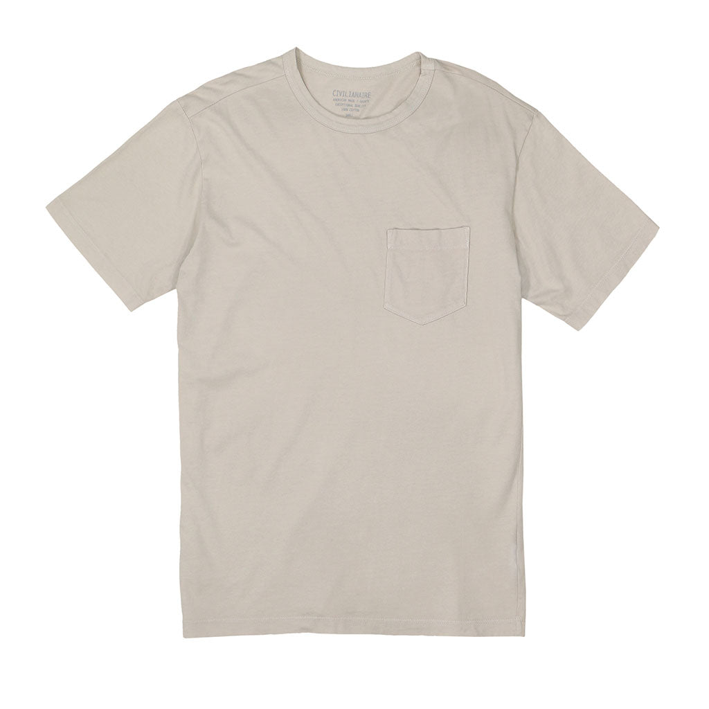 Crew Neck Short Sleeve 1 Pocket Tee - Stone