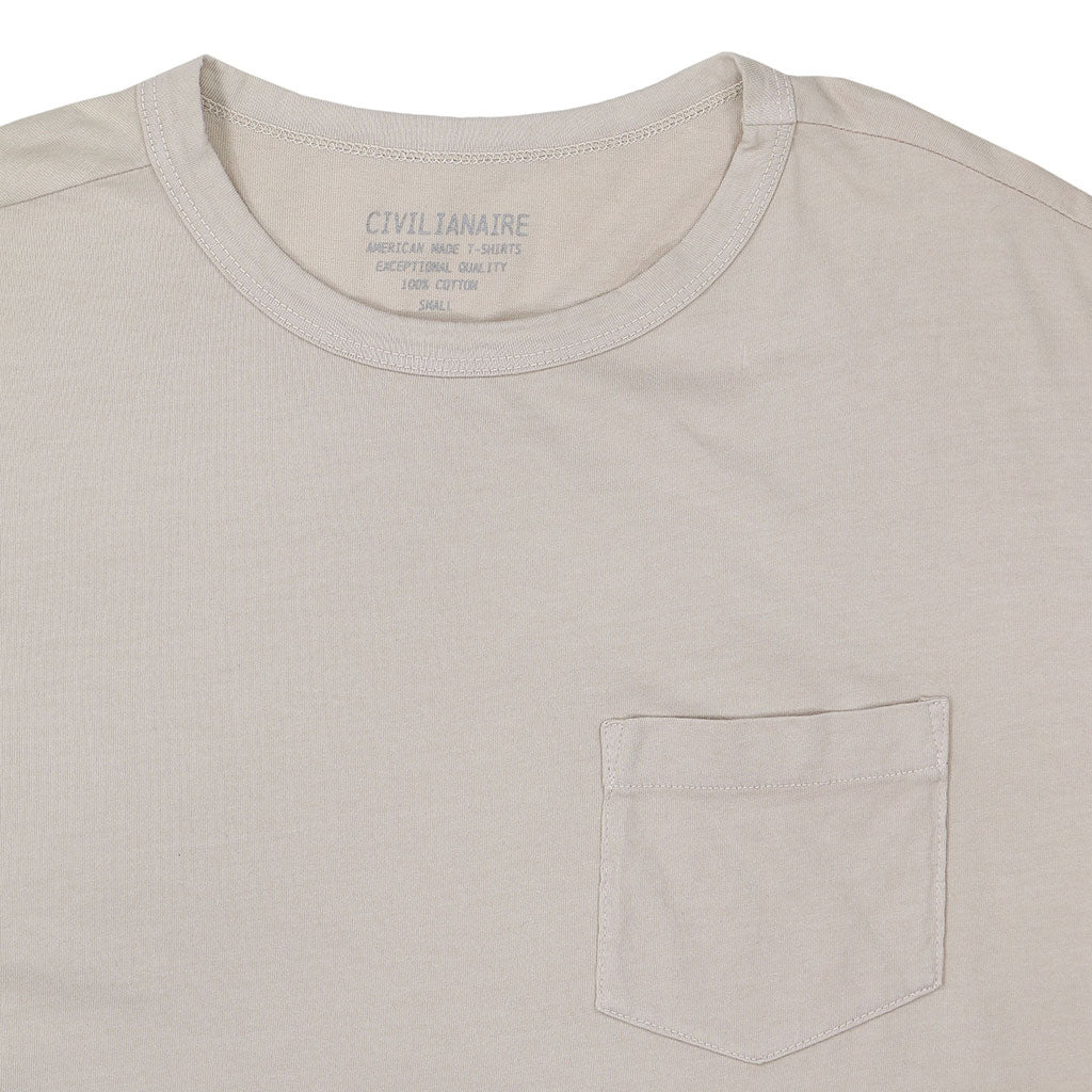 Crew Neck Short Sleeve 1 Pocket Tee - Stone