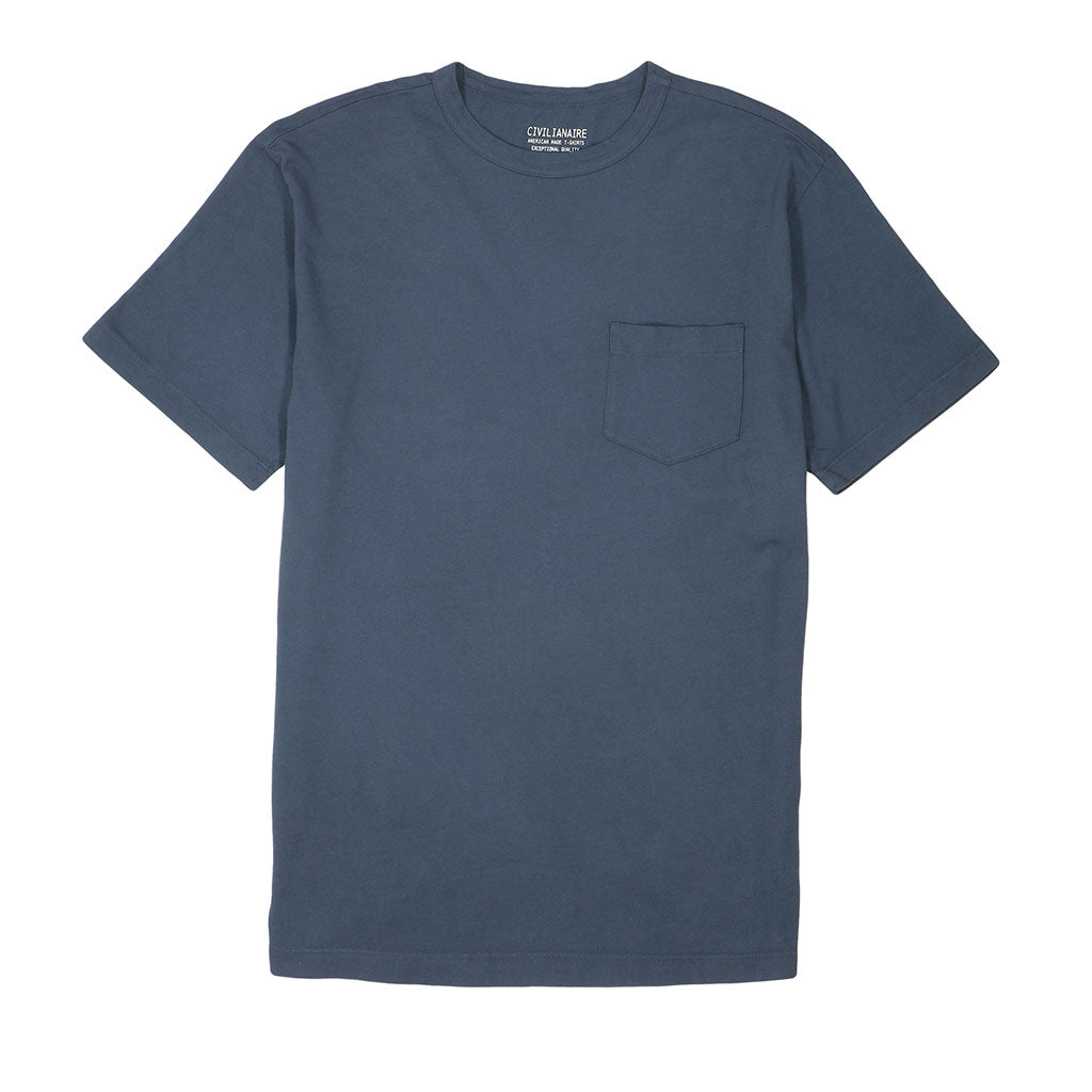 Crew Neck Short Sleeve 1 Pocket Tee - Moon