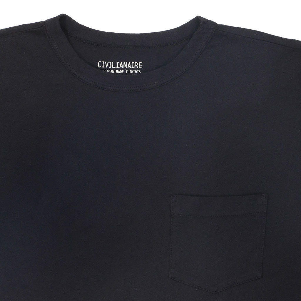 Crew Neck Short Sleeve 1 Pocket Tee - Black Coal