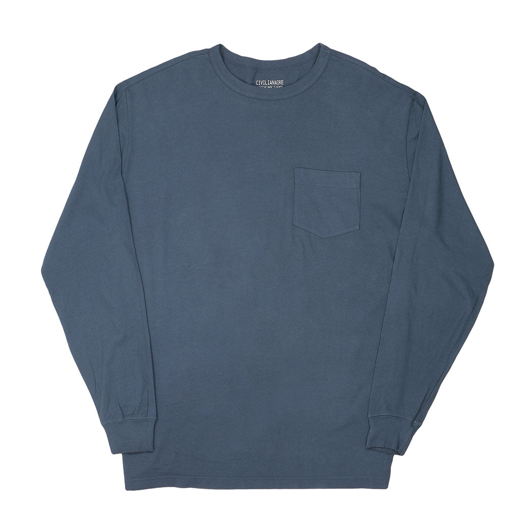 Crew Neck Long Sleeve 1 Pocket Tee - Moon