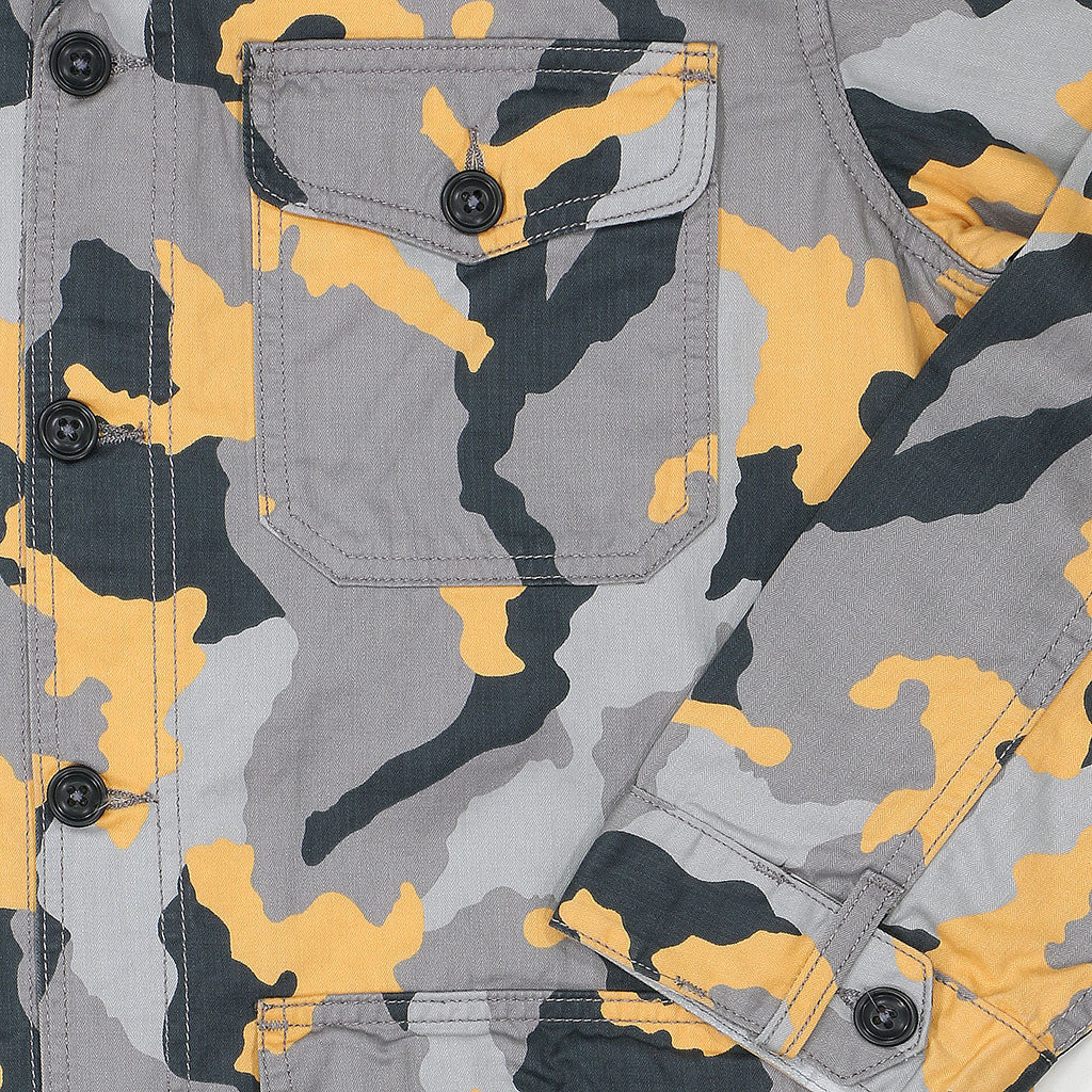 4 Pocket Herringbone V-Flap Field Jacket - Orange Camo