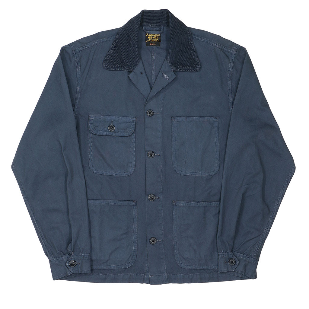 4 Pocket Chore Jacket Cotton Twill with Corduroy Collar - Moon