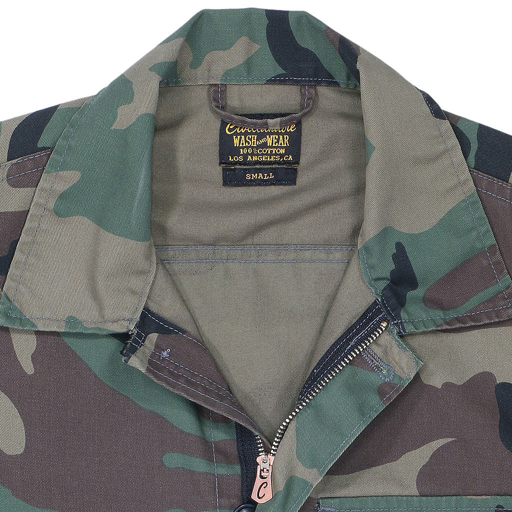 Mens 4-Pocket Zip-Up Camp Jacket - Woodland Camo