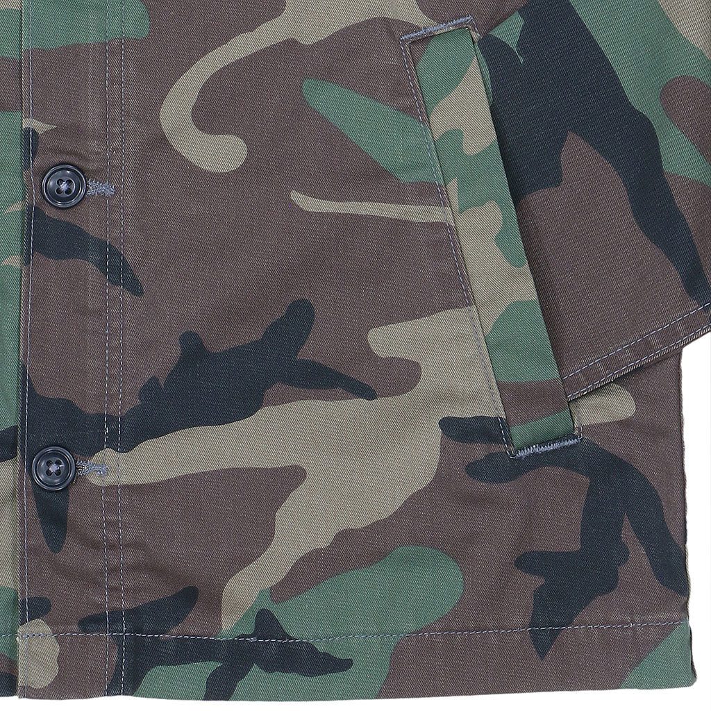 Mens 4-Pocket Zip-Up Camp Jacket - Woodland Camo