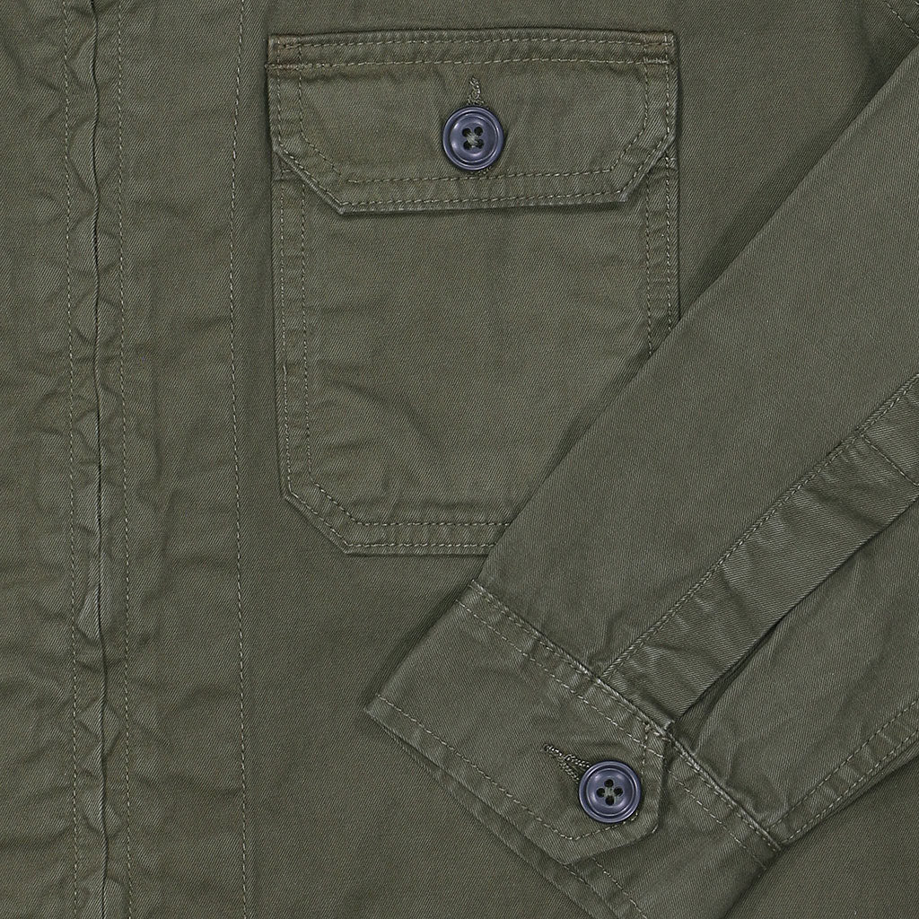 Notch Flap Pockets Zip-Up Rincon Twill Jacket - New Army Green