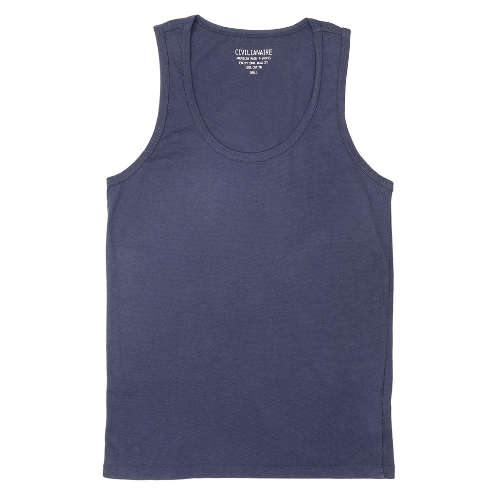 "Peace Store" Cotton Tank Top - Dark Slate Blue