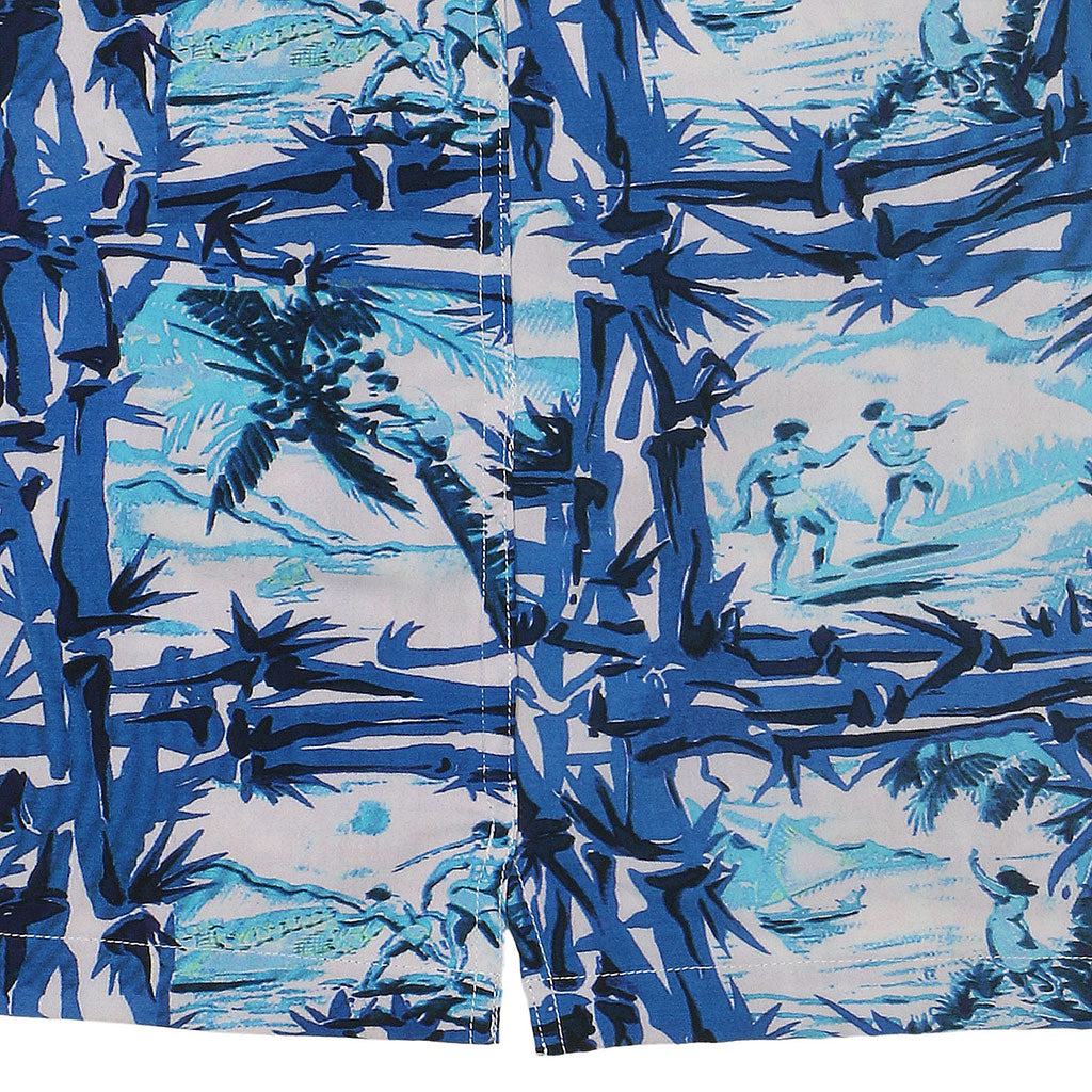 TROPICALI Short Sleeve 1-Pocket Flat Collar Hawaiian Shirt - Blue Bamboo
