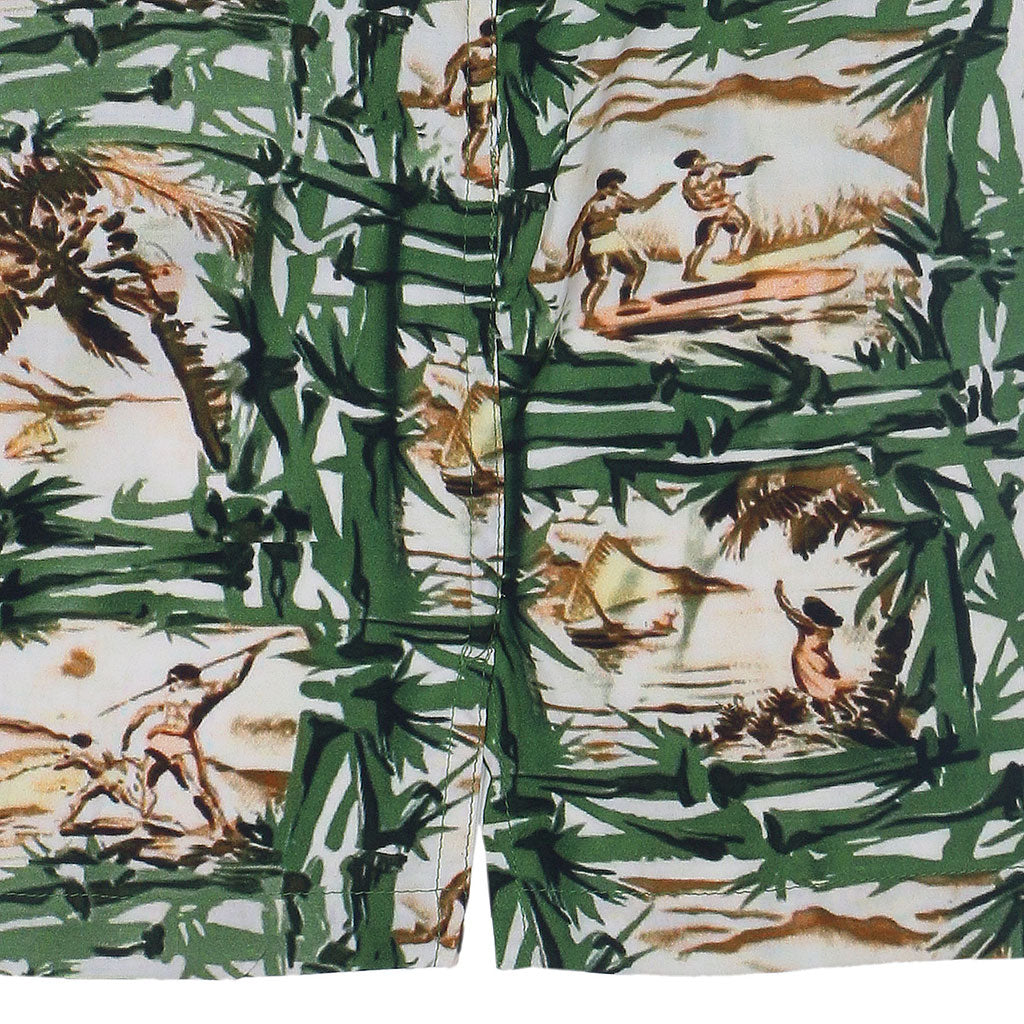 TROPICALI Short Sleeve 1-Pocket Flat Collar Hawaiian Shirt - Green Bamboo
