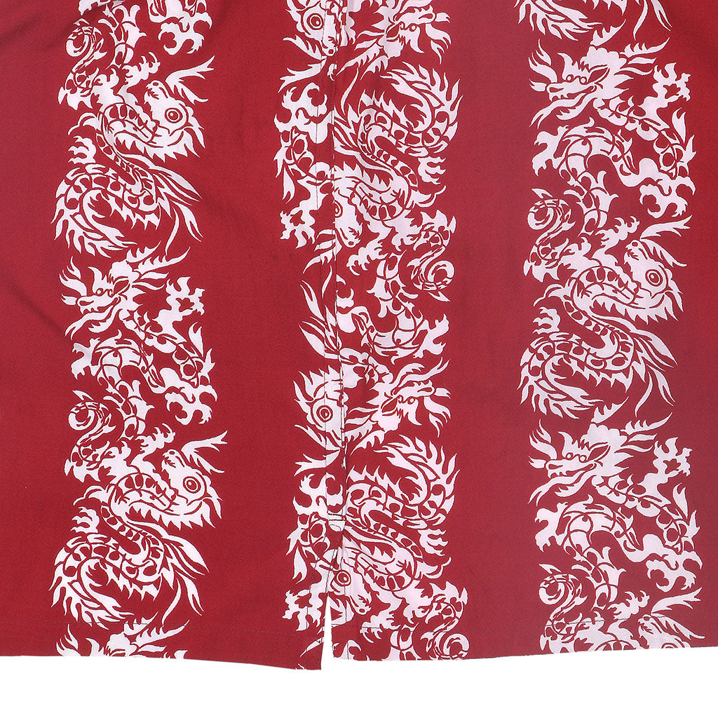 TROPICALI Short Sleeve 1-Pocket Flat Collar Hawaiian Shirt - Red Dragon