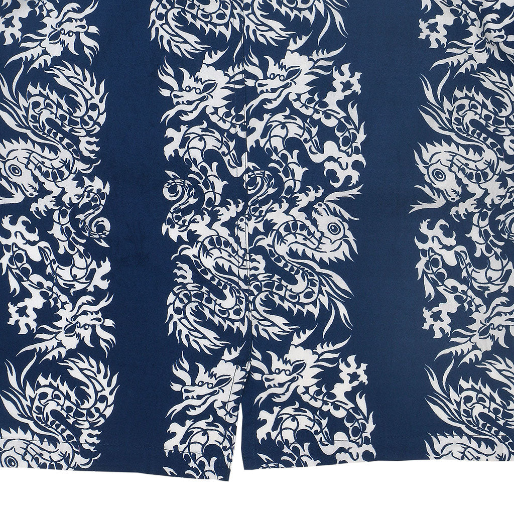 TROPICALI Short Sleeve 1-Pocket Flat Collar Hawaiian Shirt - Blue Dragon