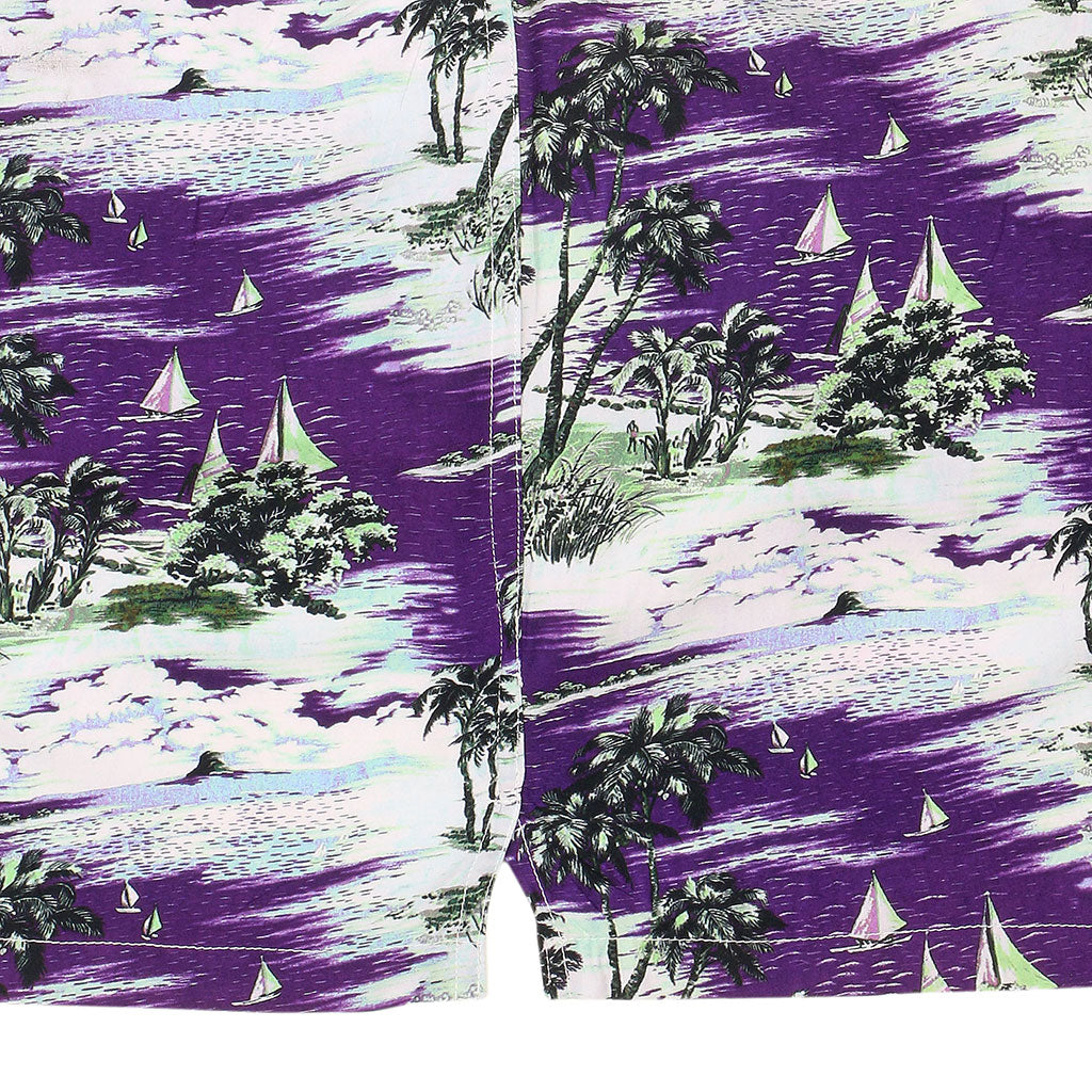 TROPICALI Short Sleeve 1-Pocket Flat Collar Hawaiian Shirt - Purple Boats