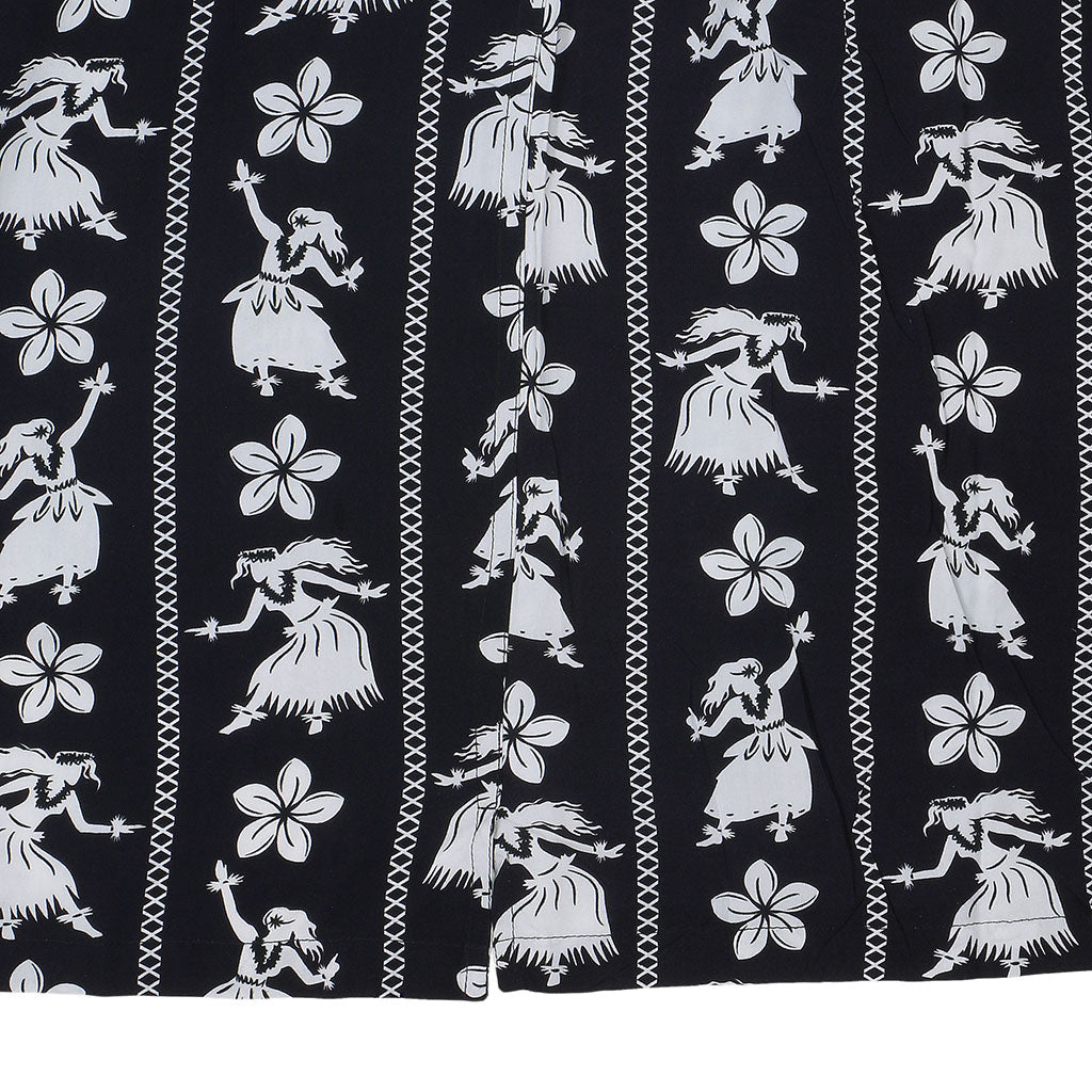 TROPICALI Short Sleeve 1-Pocket Flat Collar Hawaiian Shirt - Black Hula
