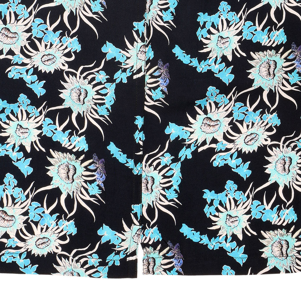 TROPICALI Short Sleeve 1-Pocket Flat Collar Hawaiian Shirt - Old Blue Flower