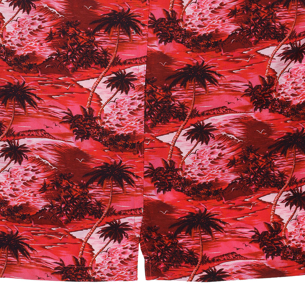 TROPICALI Short Sleeve 1-Pocket Flat Collar Hawaiian Shirt - Red Palms